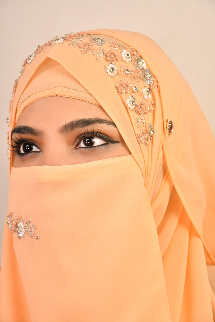 Bridal Handwork Party Wear Niqab With Elastic
