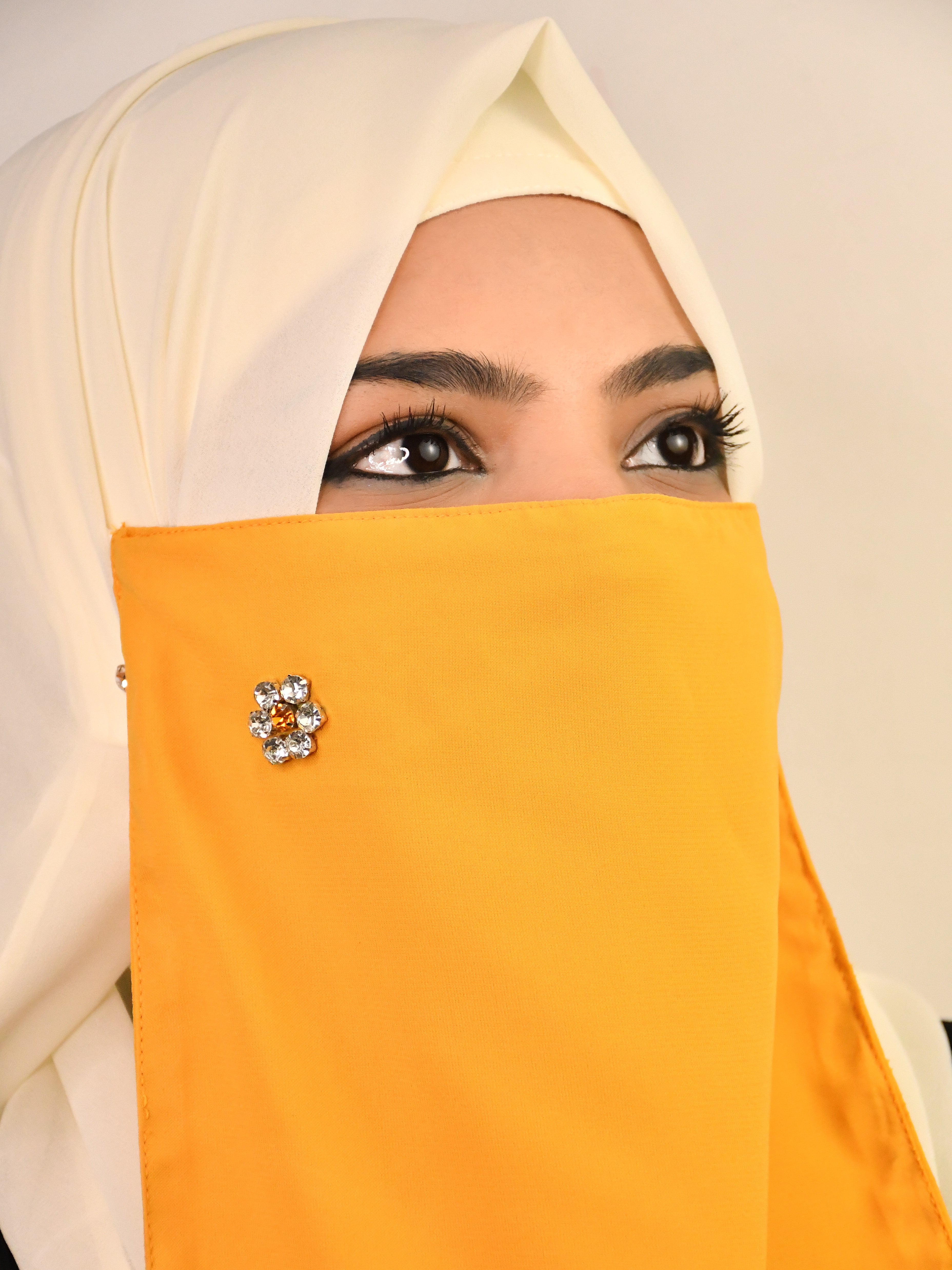 Diamond Studded Party Wear Niqab With Elastic