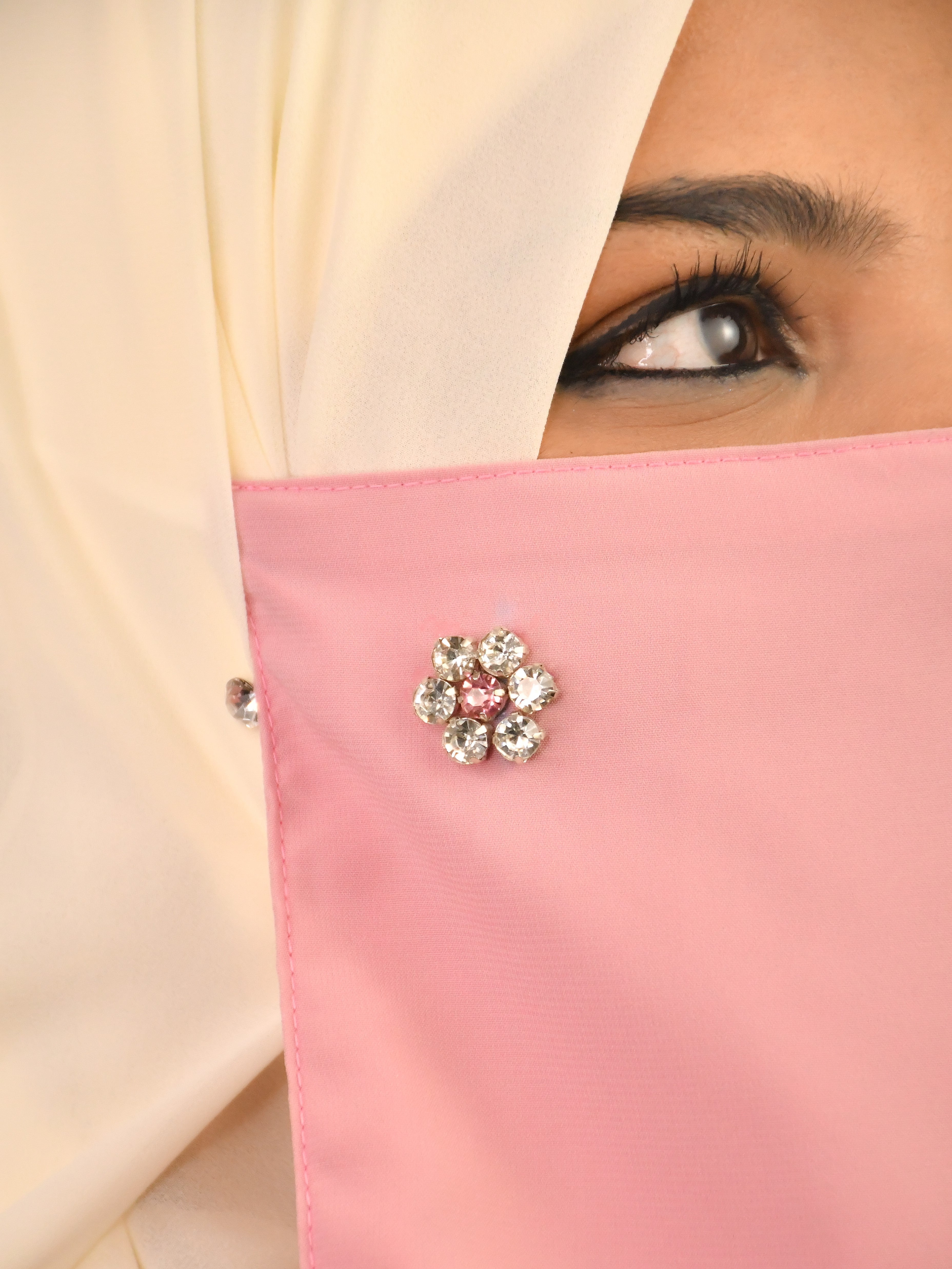 Diamond Studded Party Wear Niqab With Elastic