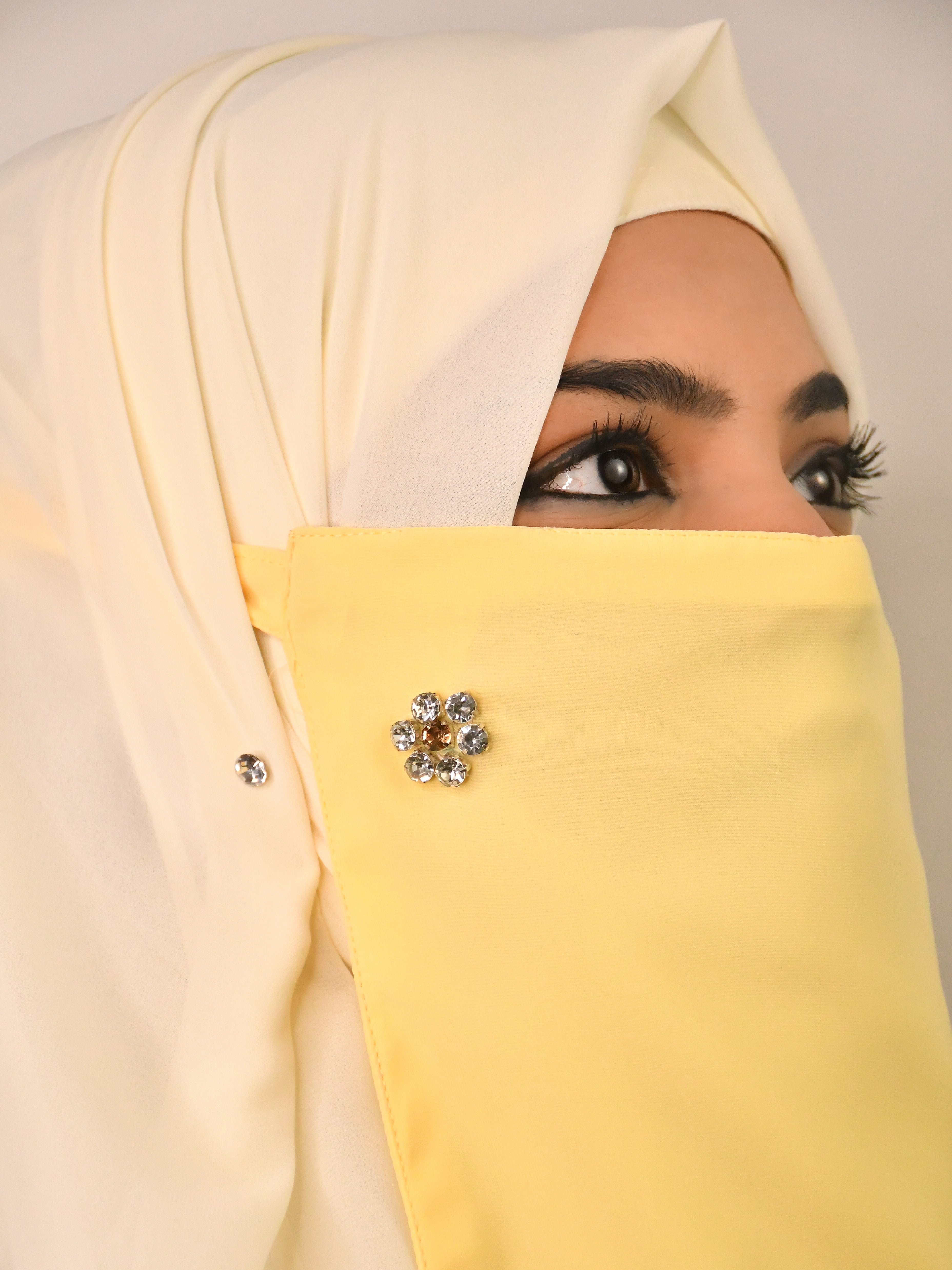 Diamond Studded Party Wear Niqab With Elastic