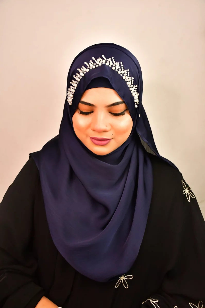 Wedding Premium Satin Handwork Hijab With Naqab