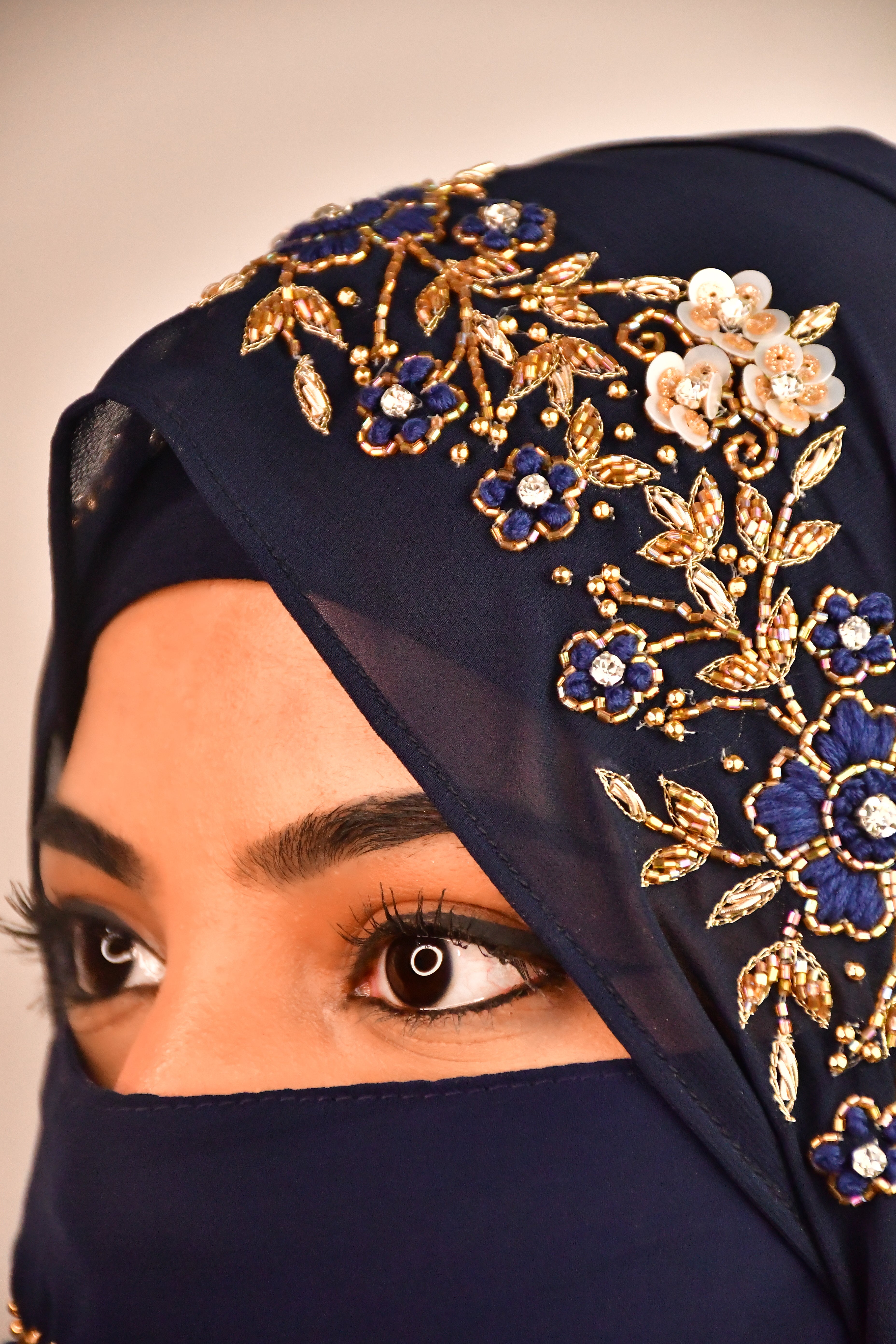 Handwork Wedding Bridal Hijab With Naqab