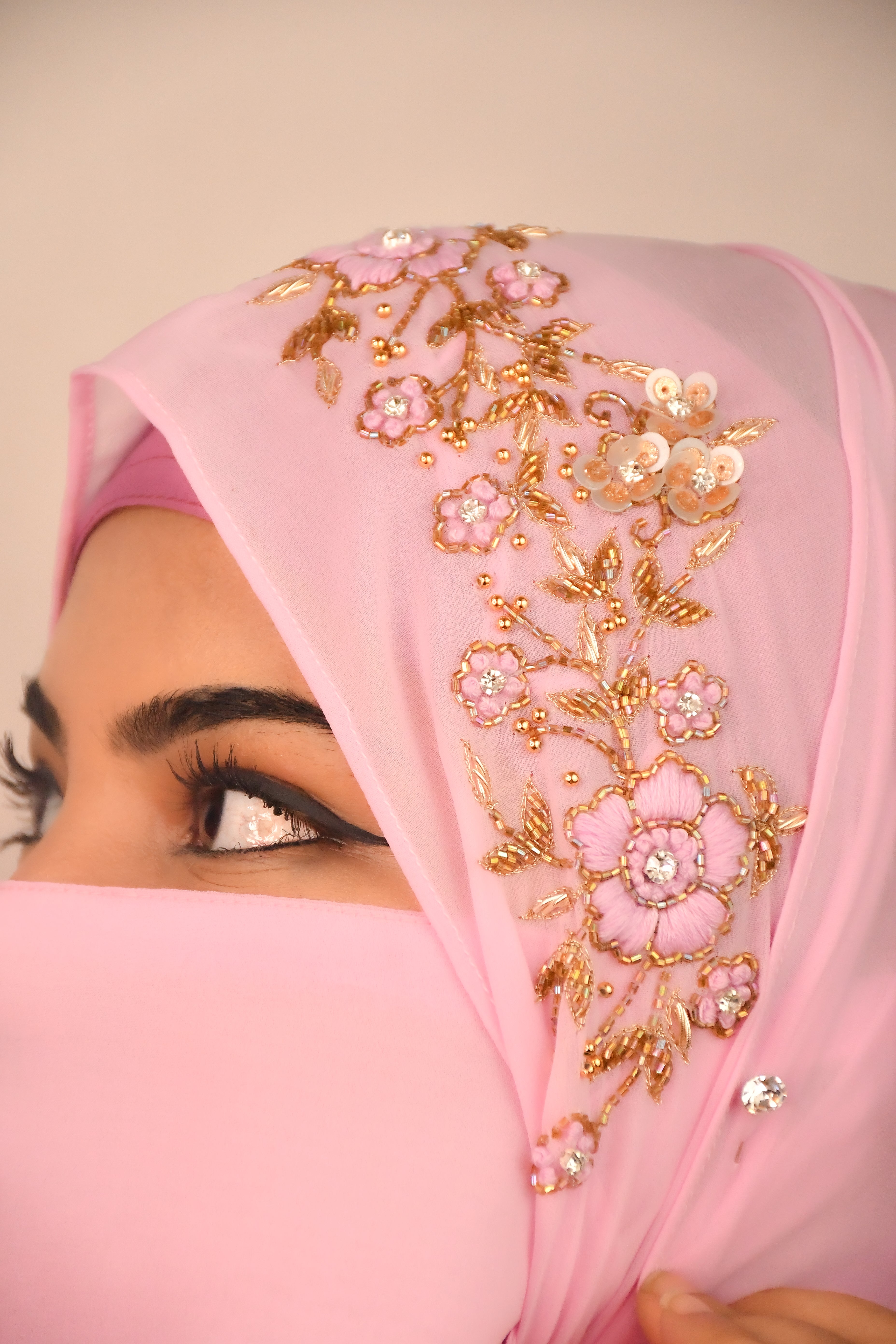 Handwork Wedding Bridal Hijab With Naqab