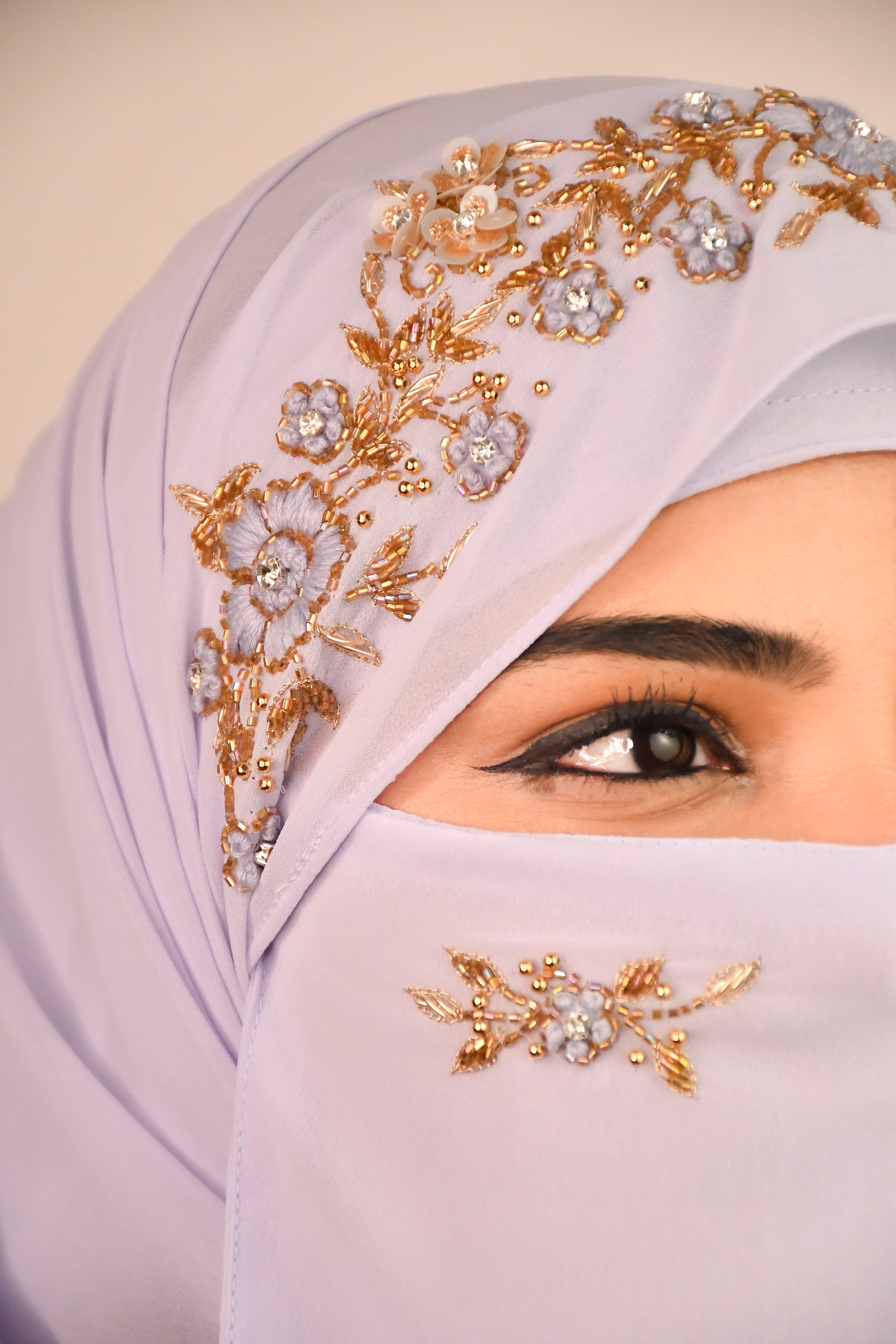 Handwork Wedding Bridal Hijab With Naqab