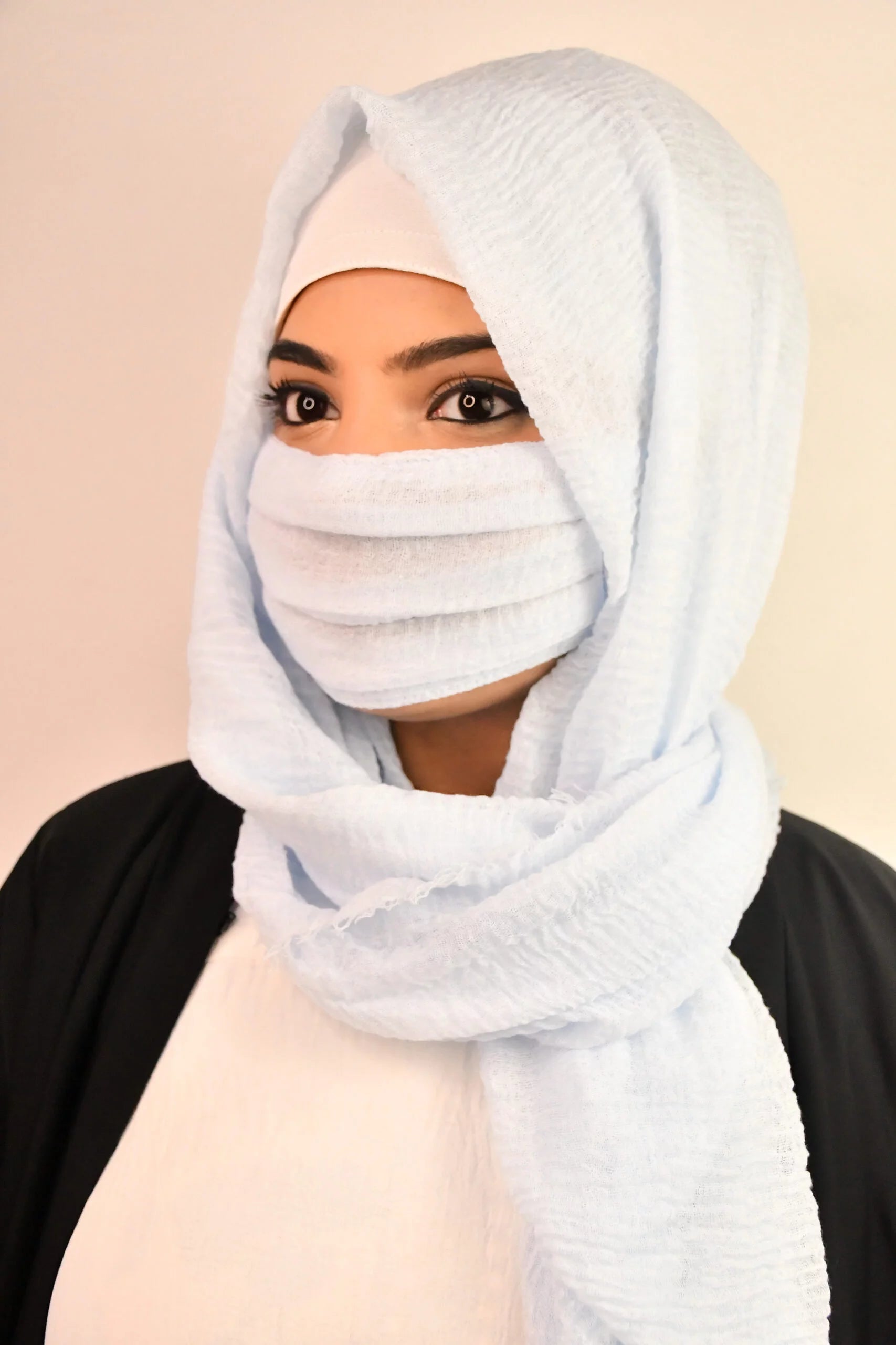 Crinkle Cotton Daily Wear Hijab With Mask