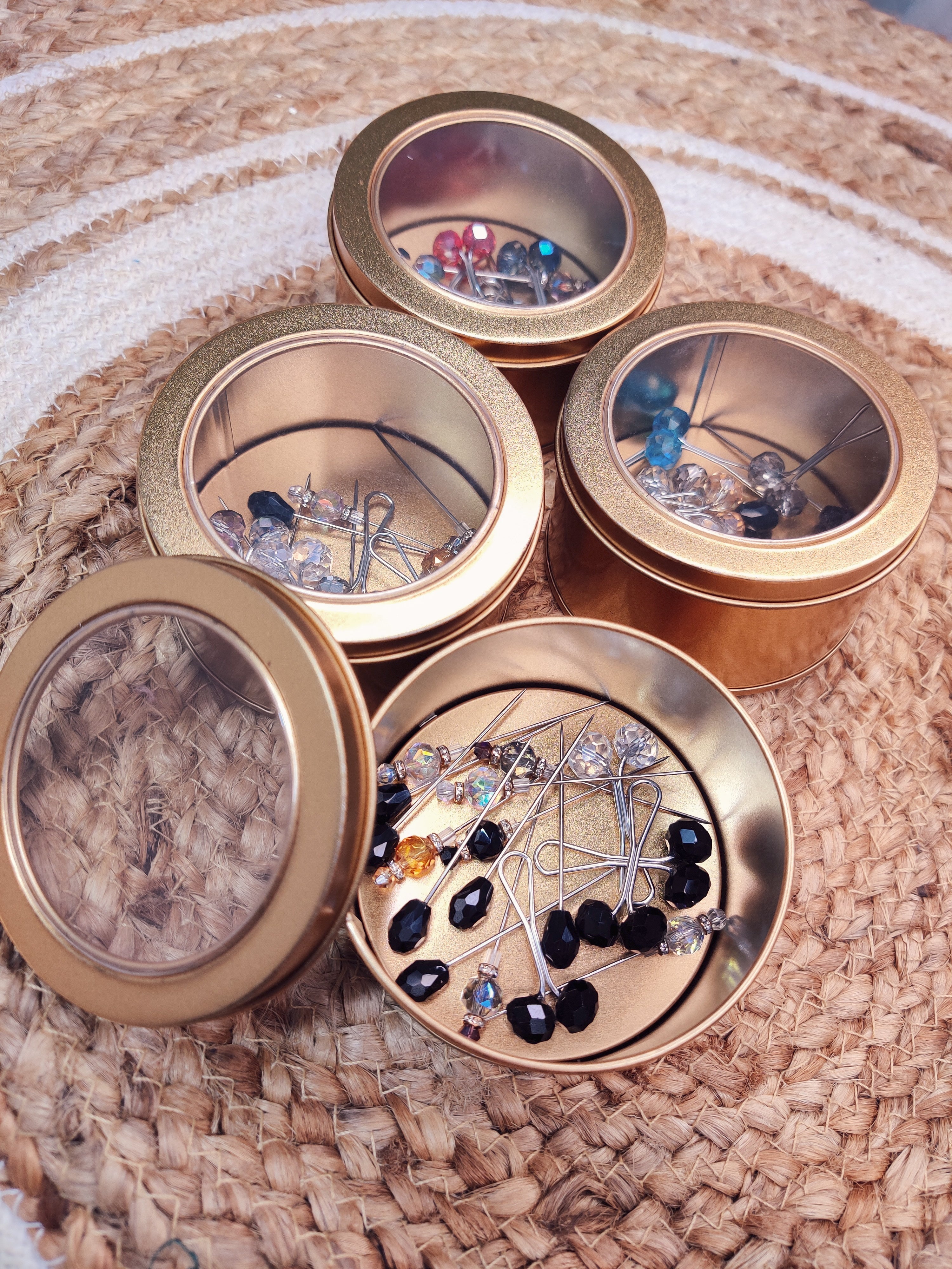 Golden Hijab Pin Metal Box - Random Pick (1 Piece)