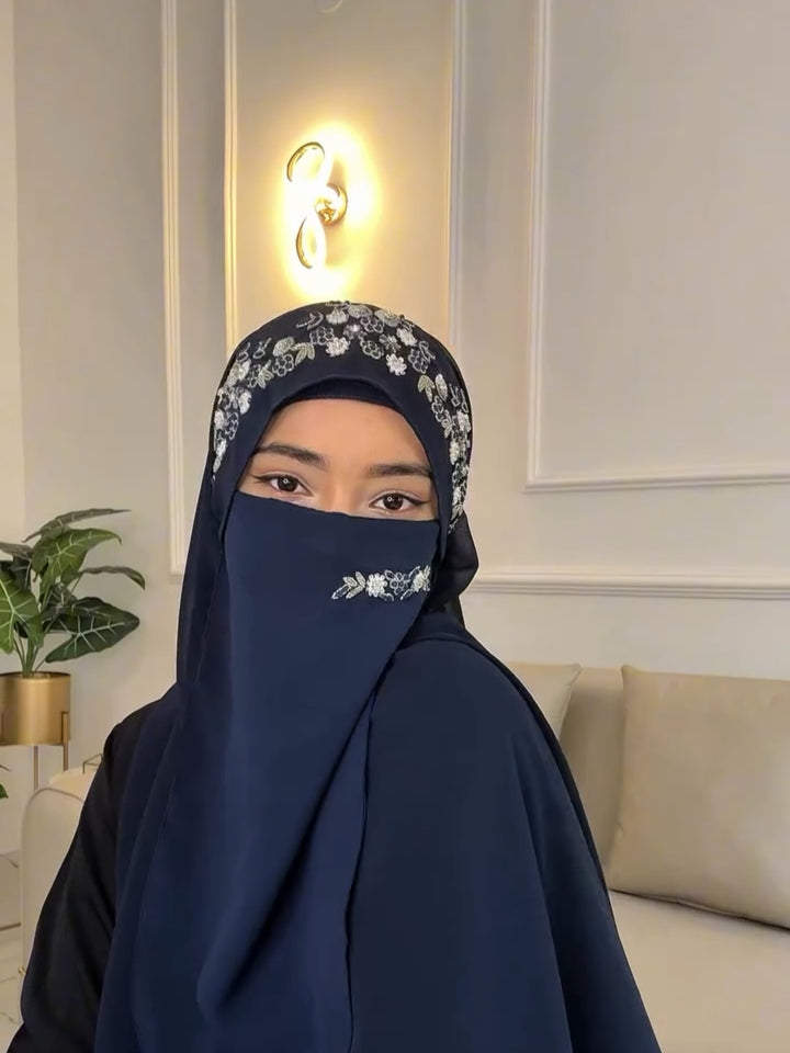 Bridal Handwork Party Wear Niqab With Elastic (ONLY NIQAB)