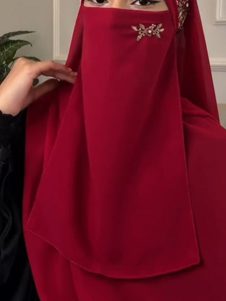Bridal Handwork Party Wear Niqab With Elastic