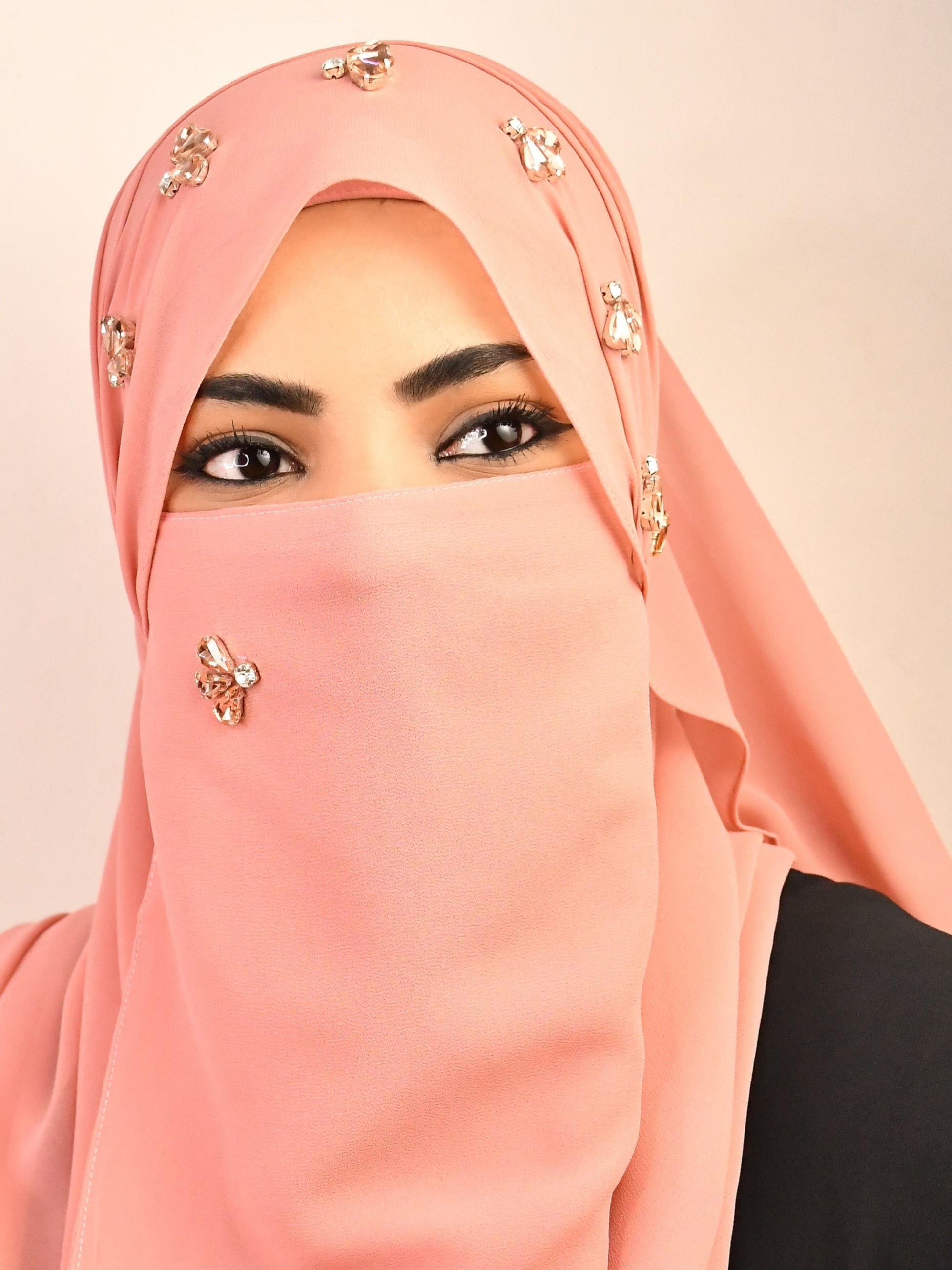 Bridal Handwork Party Wear Niqab With Elastic (ONLY NIQAB)