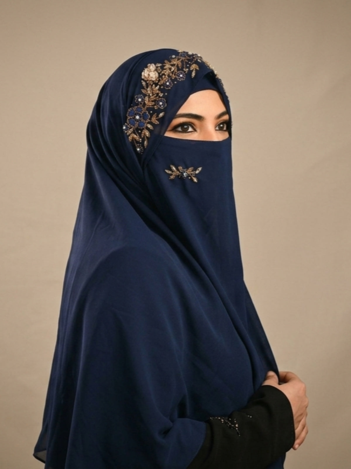 Handwork Wedding Bridal Hijab With Naqab