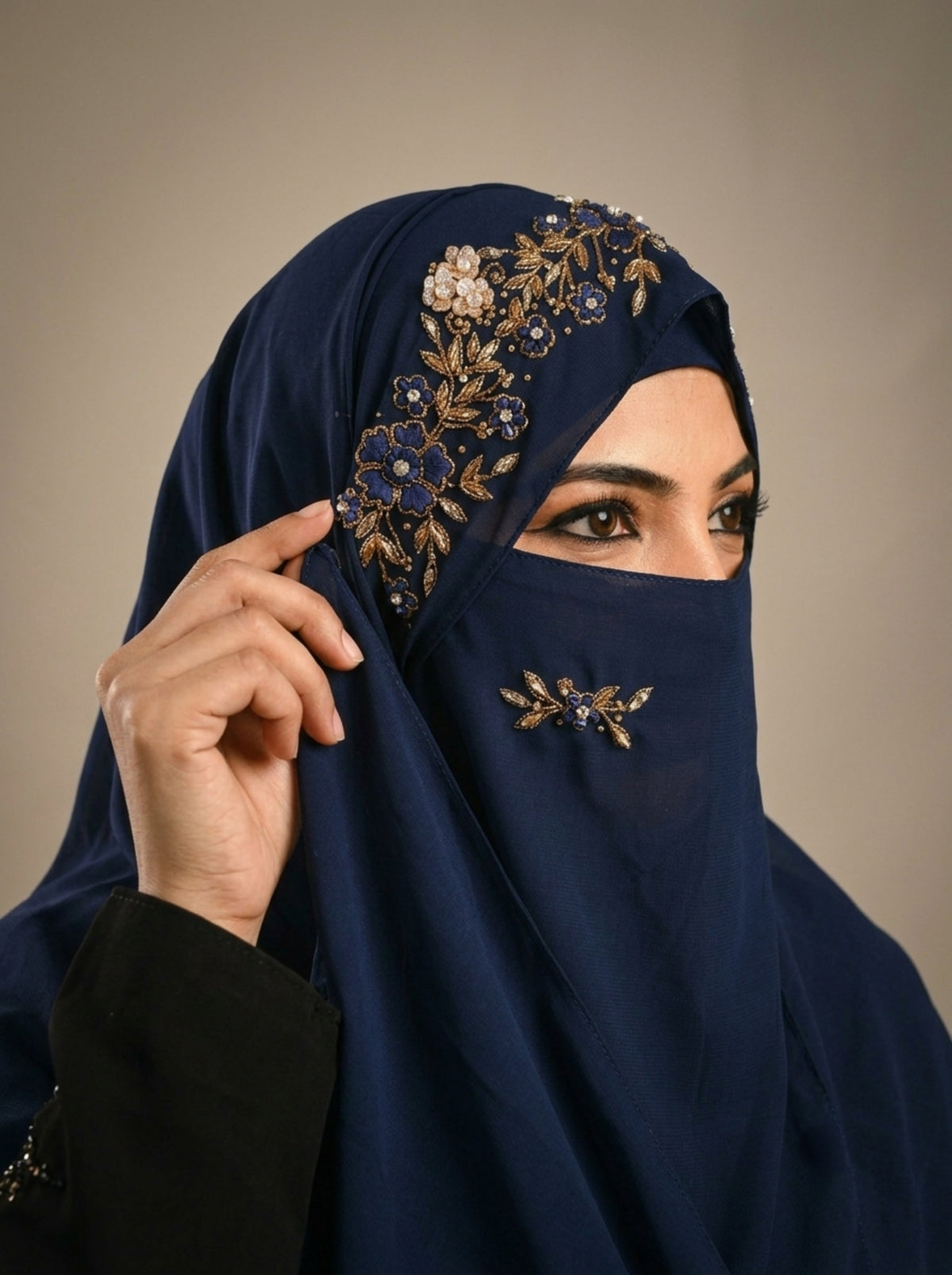 Handwork Wedding Bridal Hijab With Naqab