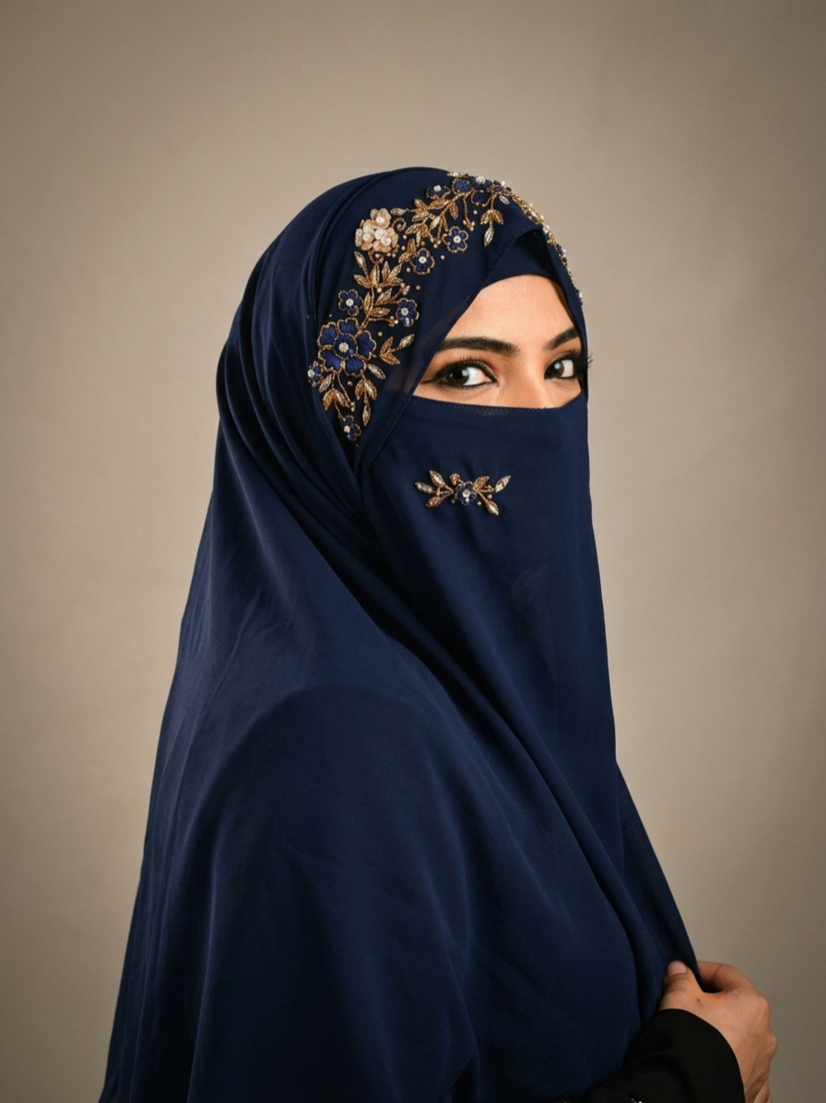 Handwork Wedding Bridal Hijab With Naqab