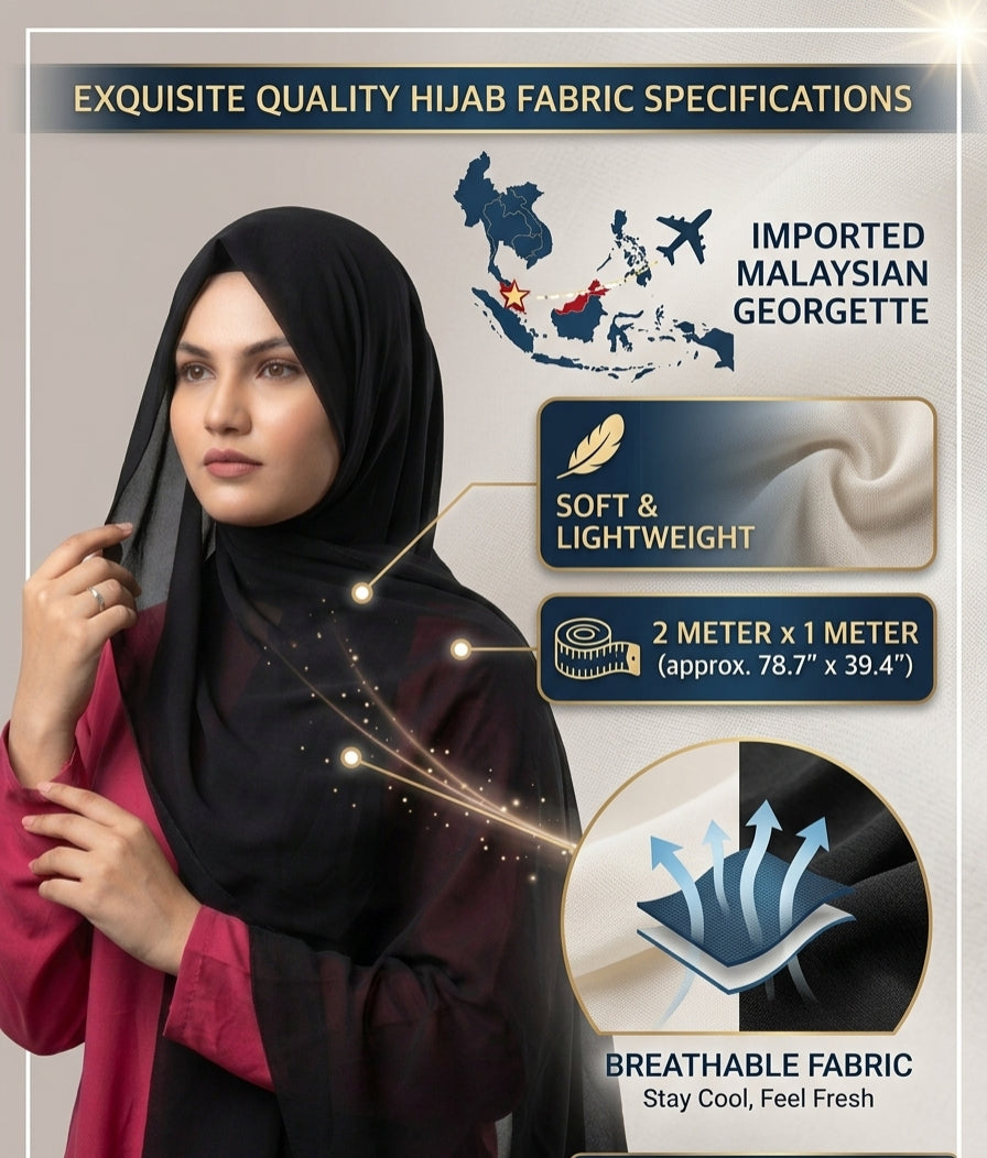 Non sheer Full coverage Malaysian Premium Chiffon Hijab
