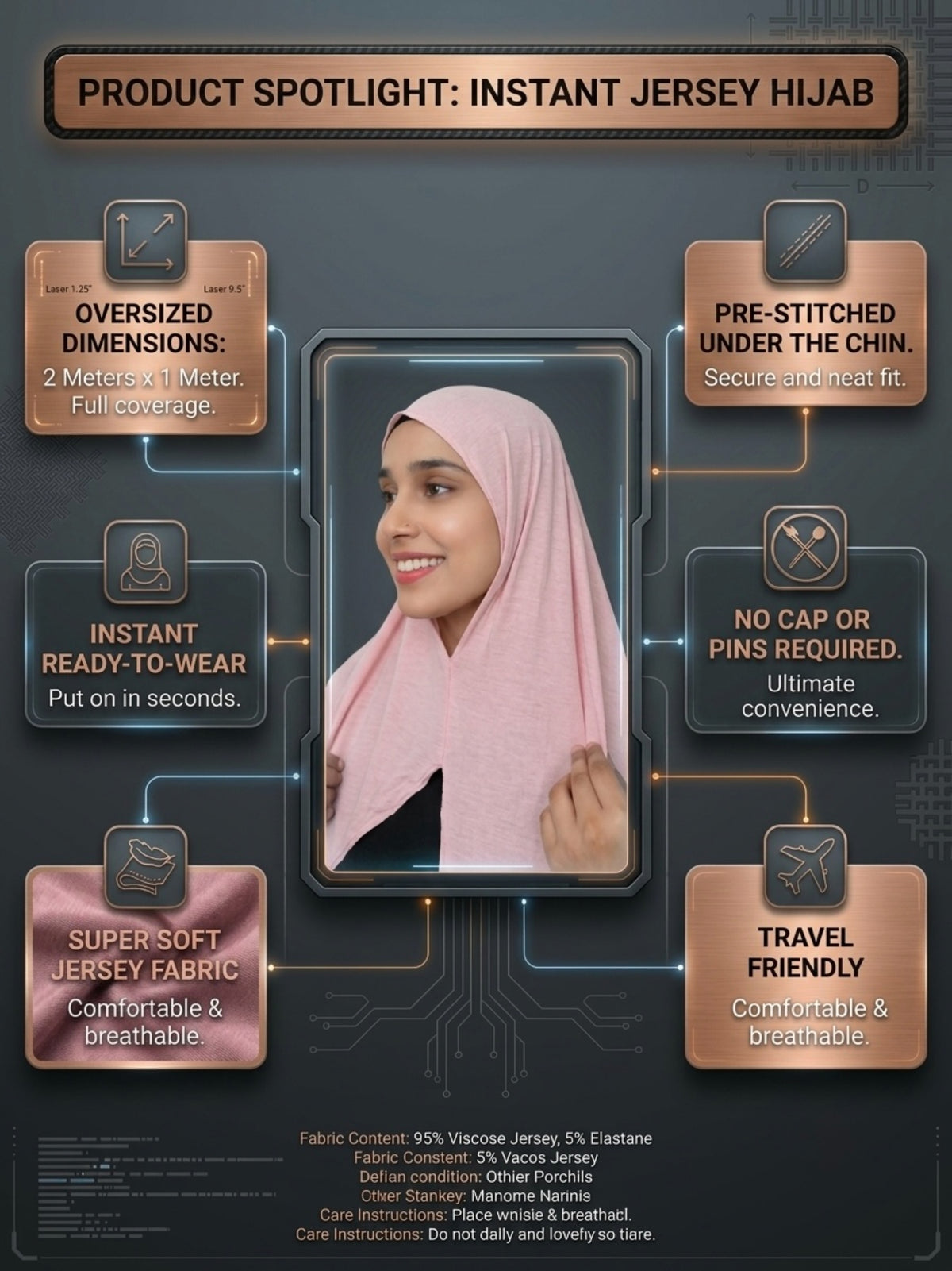 Instant Jersey Hijab with Embellished Floral Brooch – Pre-Stitched Slip-On Headscarf