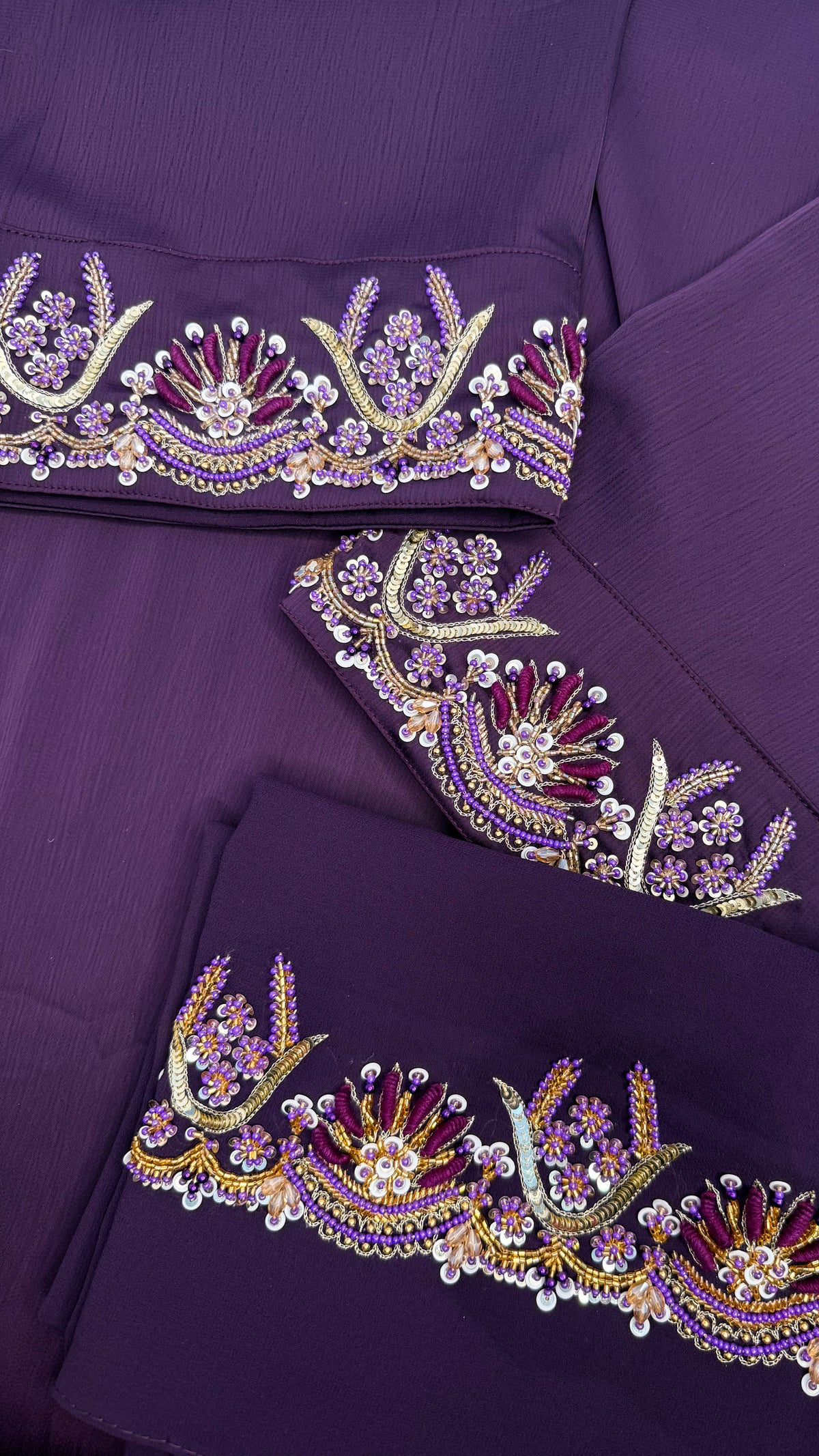 BURGUNDY ZARDOZI HANDWORK HIJAB ABHYAA SET