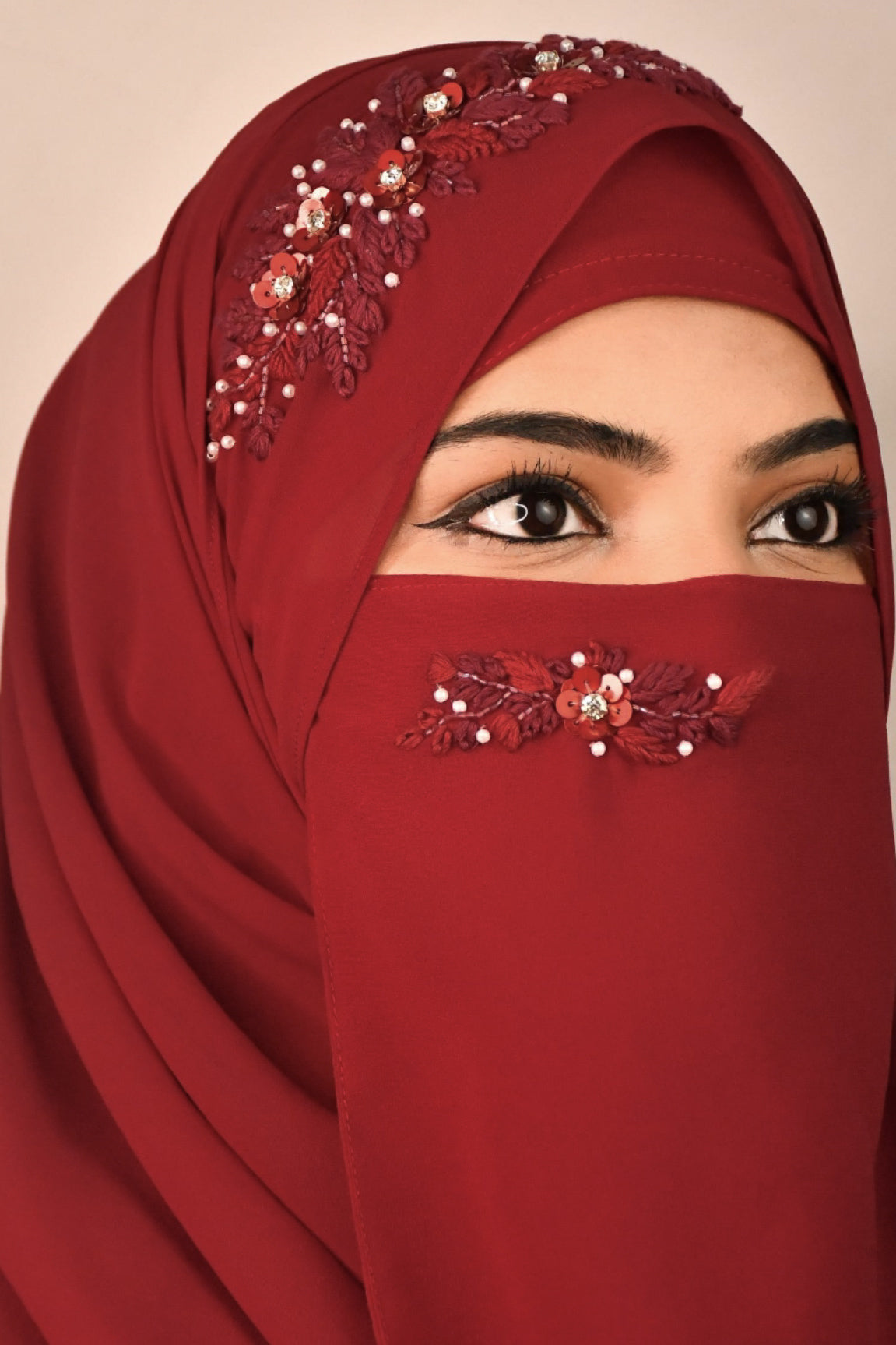 bridal wedding hijab red hijab for bride 