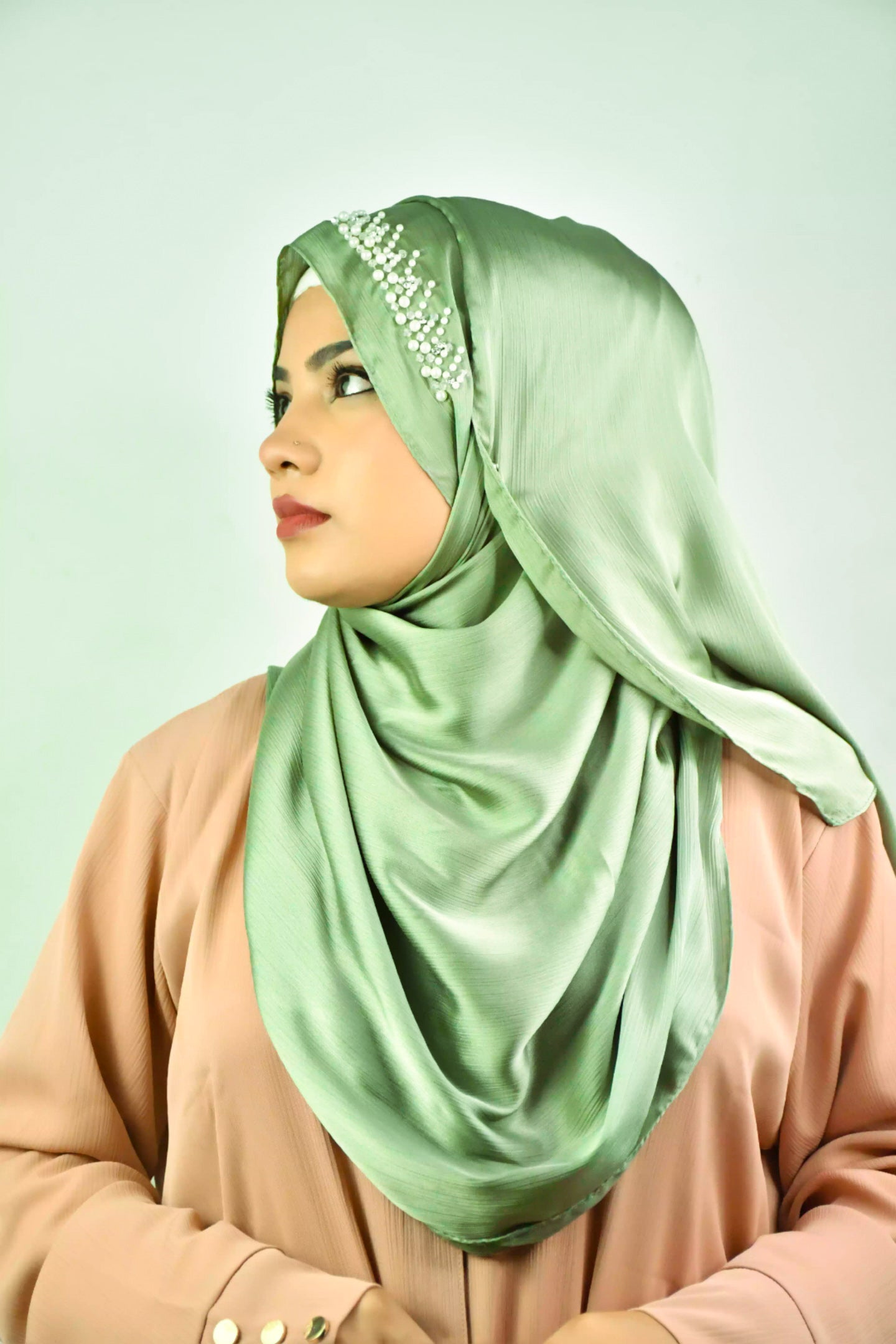 Wedding Premium Satin Handwork Hijab