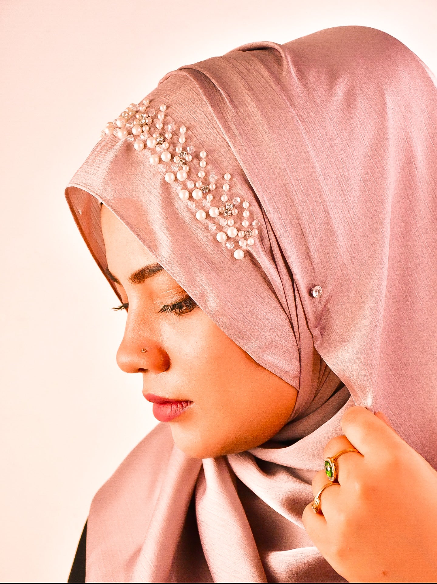 Wedding Premium Satin Handwork Hijab