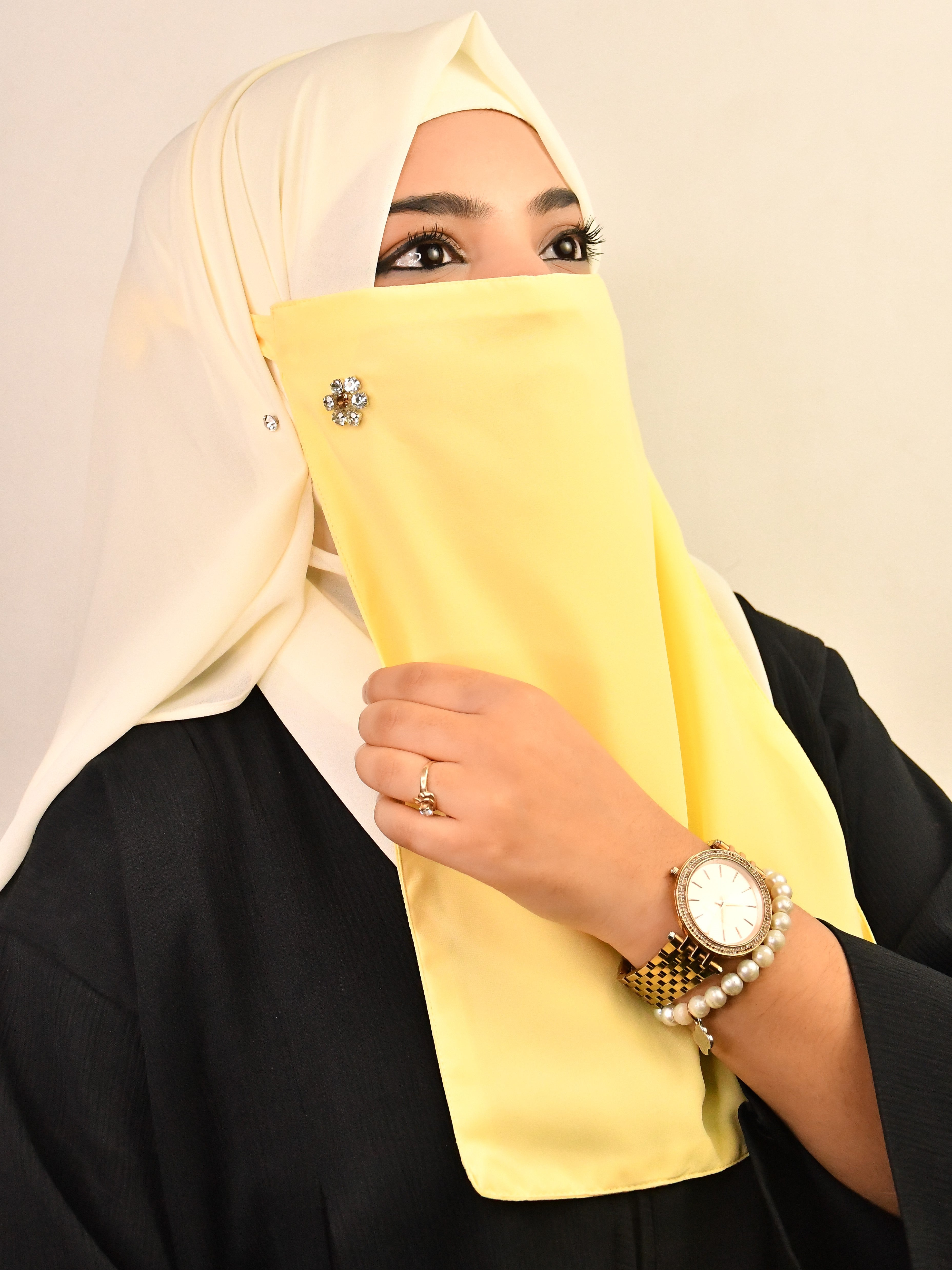 Diamond Studded Party Wear Niqab With Elastic