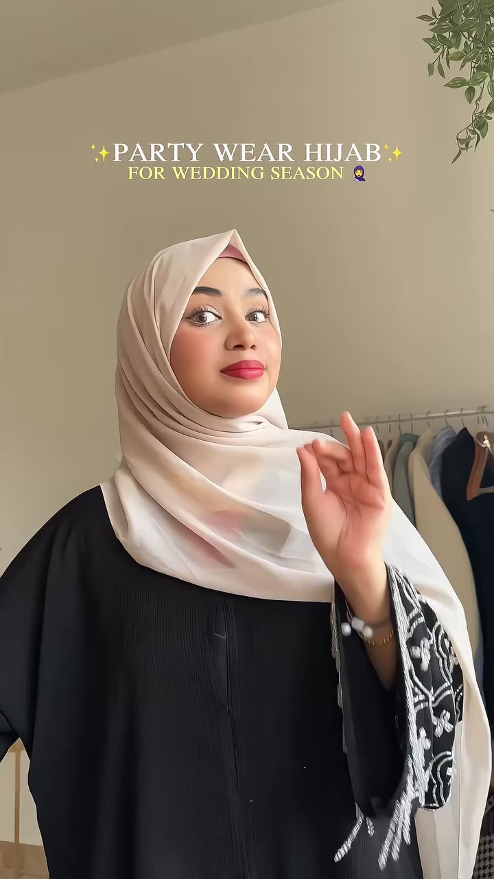 Golden Premium Detailed Handwork Hijab With Naqab