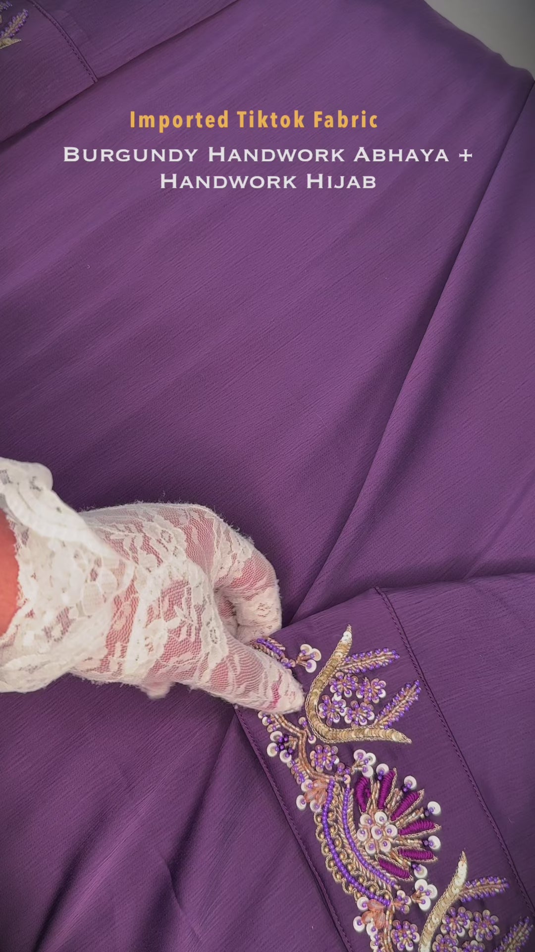 BURGUNDY ZARDOZI HANDWORK HIJAB ABHYAA SET
