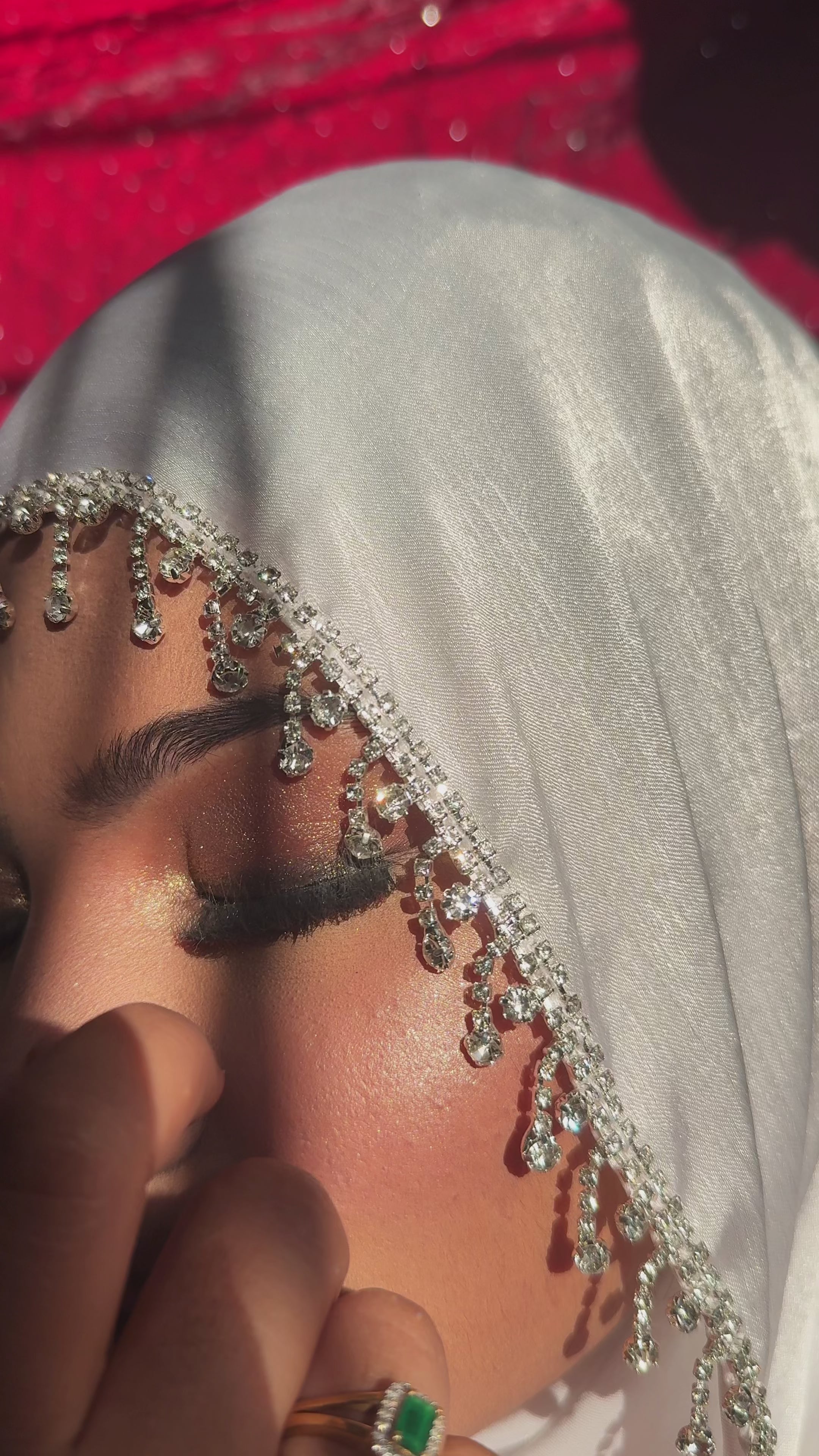 White Premium Munna Satin Luxury Imported Lace Party Wear Hijab