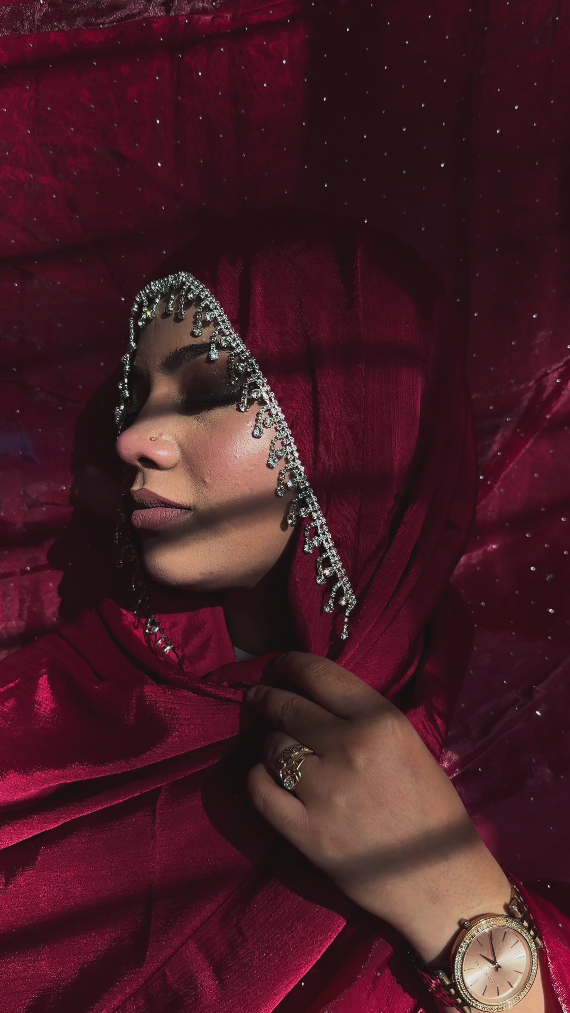 Maroon Premium Munna Satin Luxury Imported Lace Party Wear Hijab