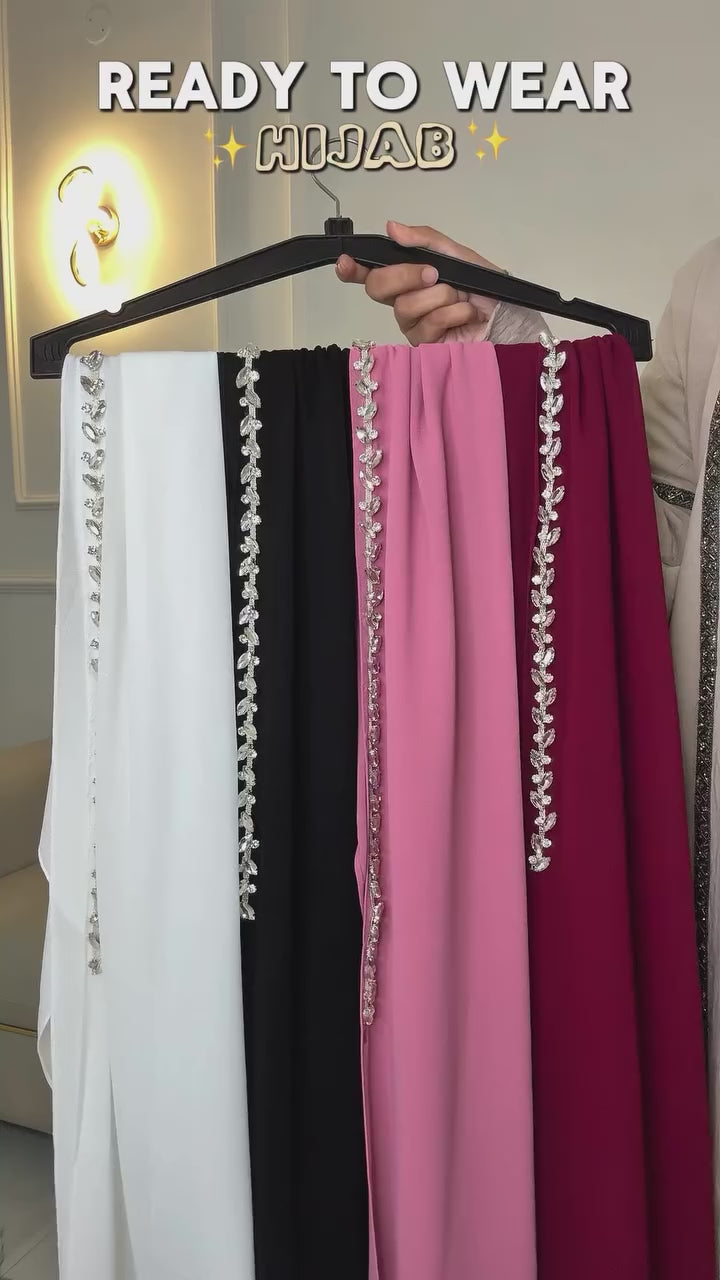 Light Peach Ready To Wear/ Makhni Style Luxury Premium Handwork Hijab