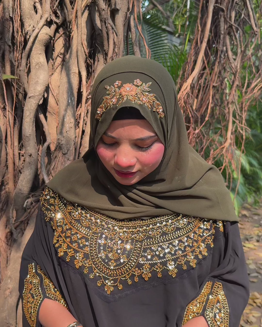 TIE BACK INSTANT READY TO WEAR ZARDOZI HANDWORK HIJAB