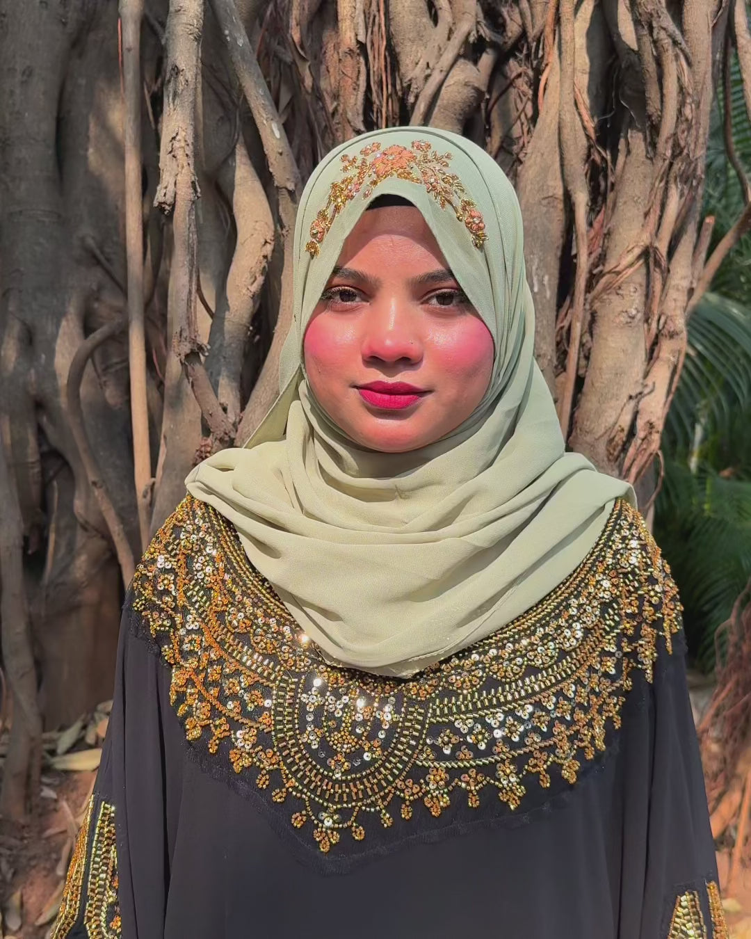 TIE BACK INSTANT READY TO WEAR ZARDOZI HANDWORK HIJAB