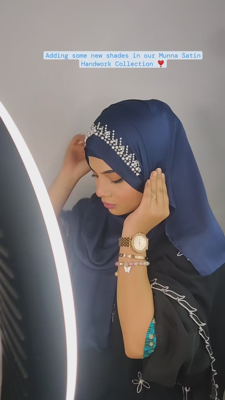 Wedding Premium Satin Handwork Hijab With Naqab