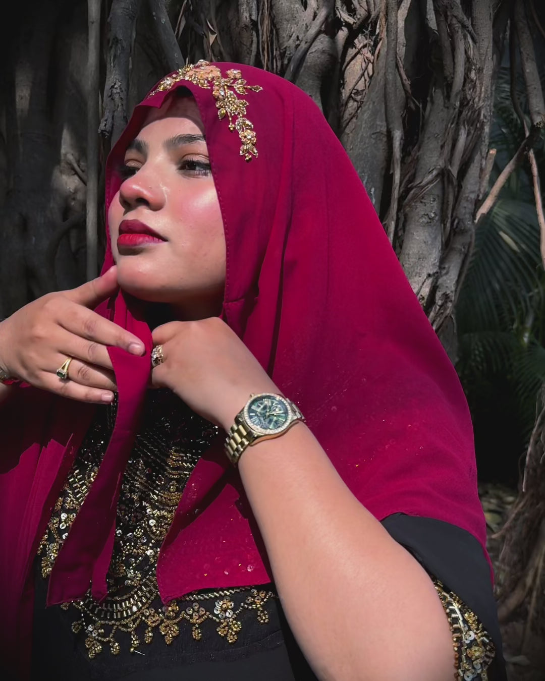 TIE BACK INSTANT READY TO WEAR ZARDOZI HANDWORK HIJAB