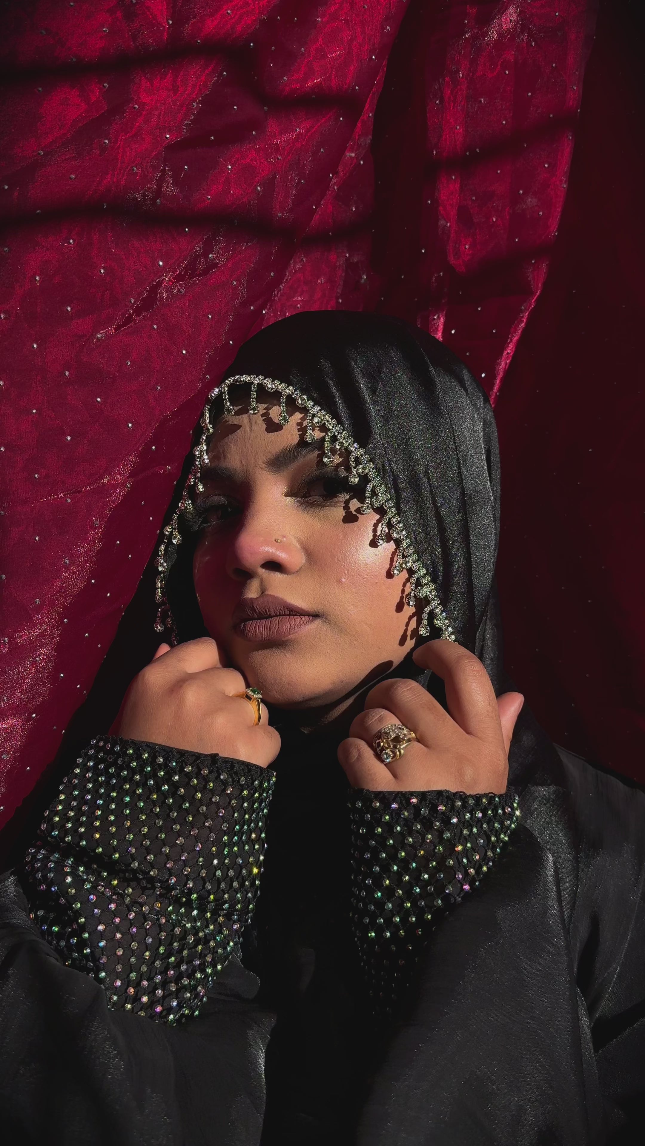 Black Premium Munna Satin Luxury Imported Lace Party Wear Hijab