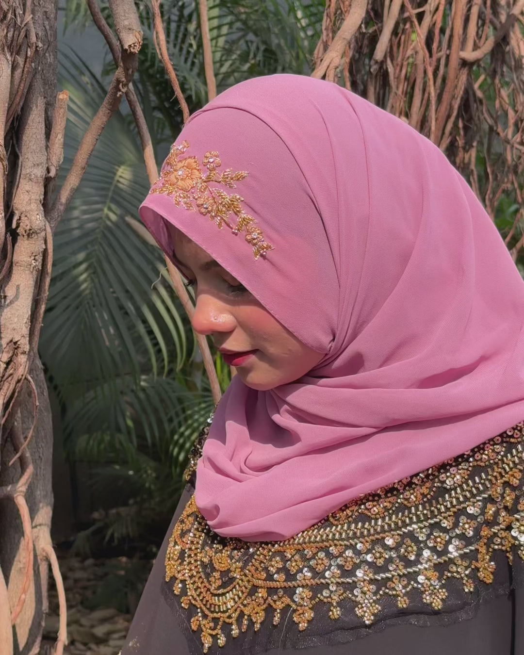 TIE BACK INSTANT READY TO WEAR ZARDOZI HANDWORK HIJAB
