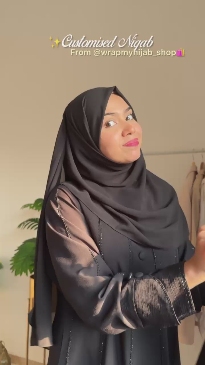 INITIAL LETTER THREADWORK NIQAB ( BLACK COLOUR )