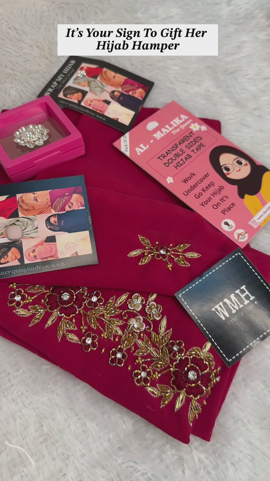 Maroon Premium Handwork Hijab And Niqab Hamper Under Rs 899/-