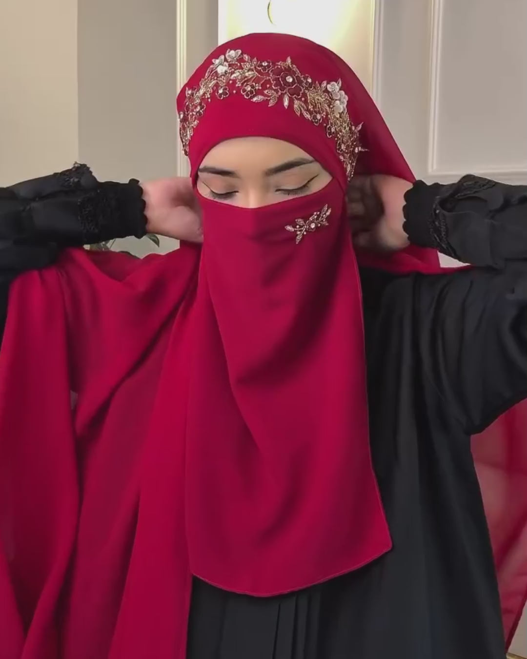 Handwork Wedding Bridal Hijab With Naqab