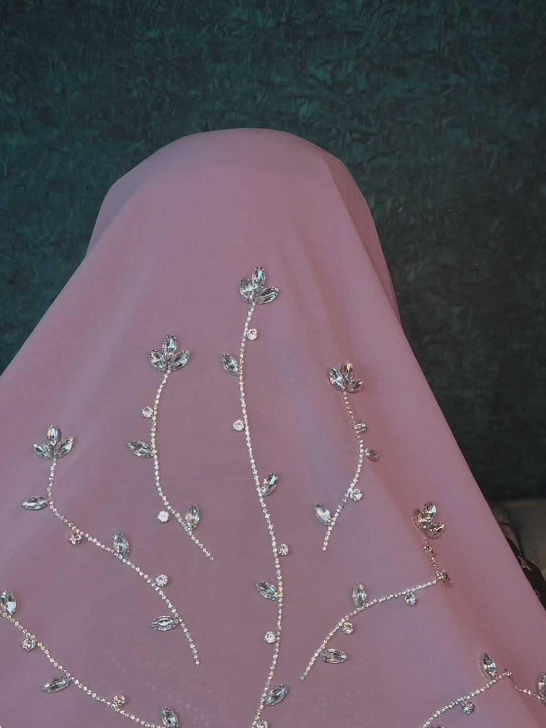 Lavender Diamond Premium Handwork Taj Hijab (SIZE 180 cm x 70 cm)