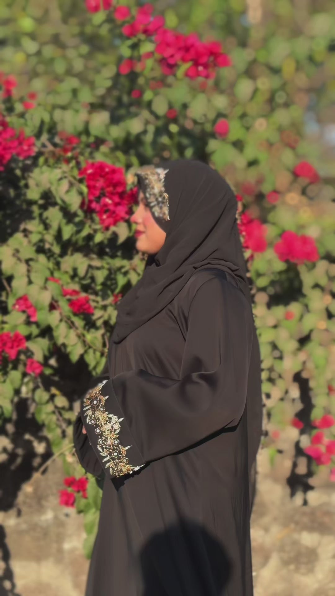 BLAC GOLDEN ZARDOZI HANDWORK HIJAB NIQAB ABHYAA SET