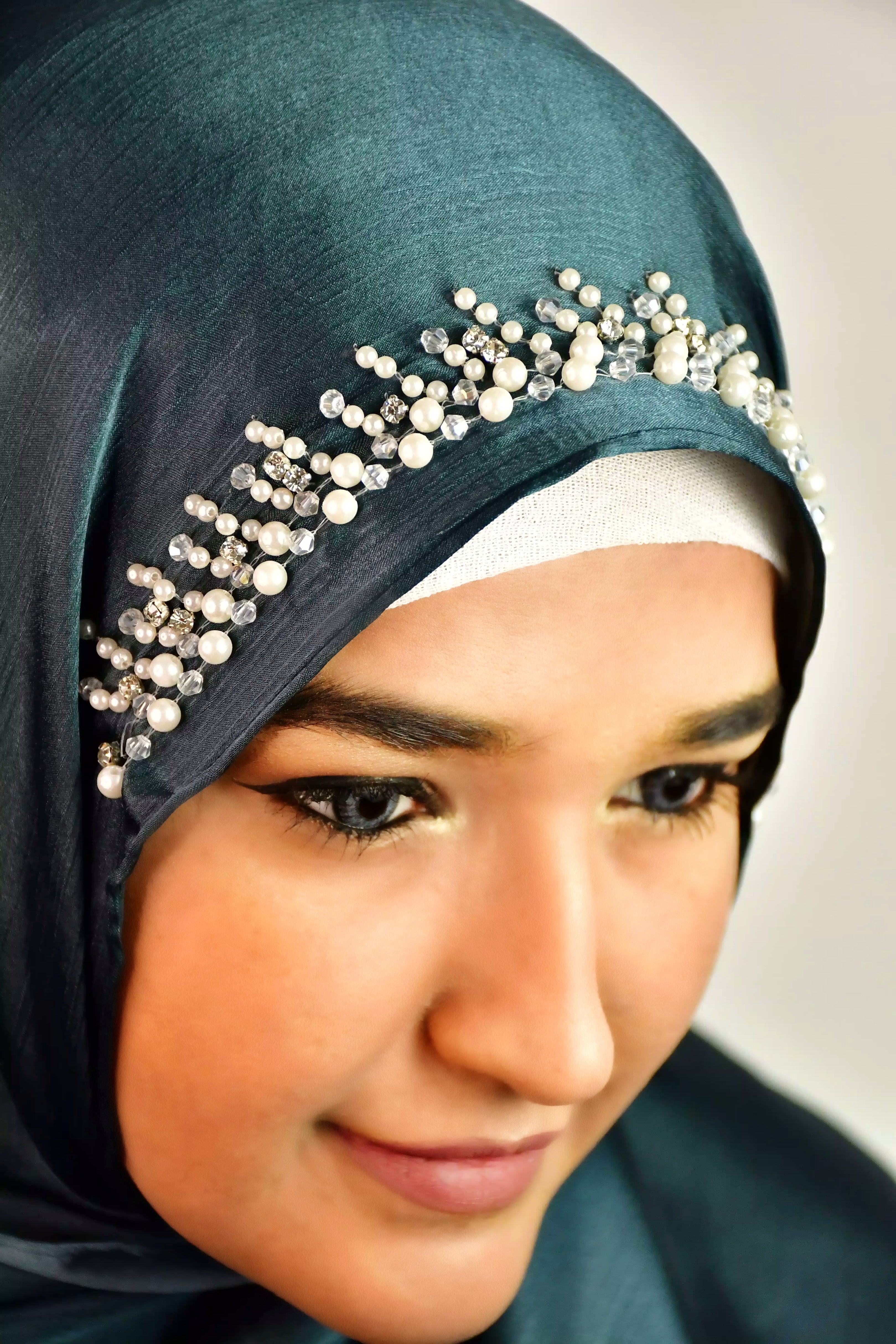 Wedding Premium Satin Handwork Hijab With Naqab