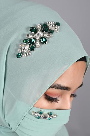 Green Rhinestone Hijabs