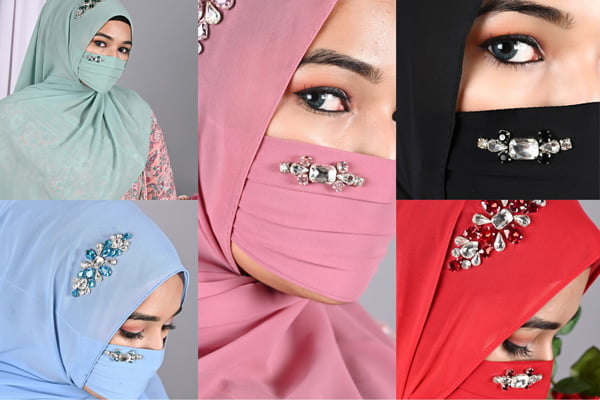 Rhinestone Hijabs with mask